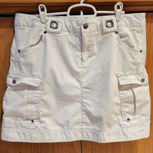 Athleta White Denim Cargo Mini Skirt sz 14